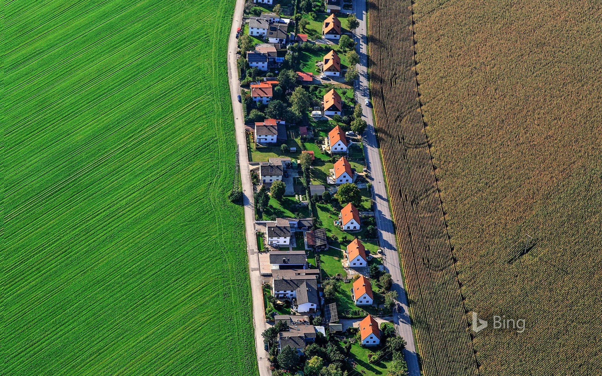 Bing Wallpaper: Aerial view of Poing, Bavaria, Germany