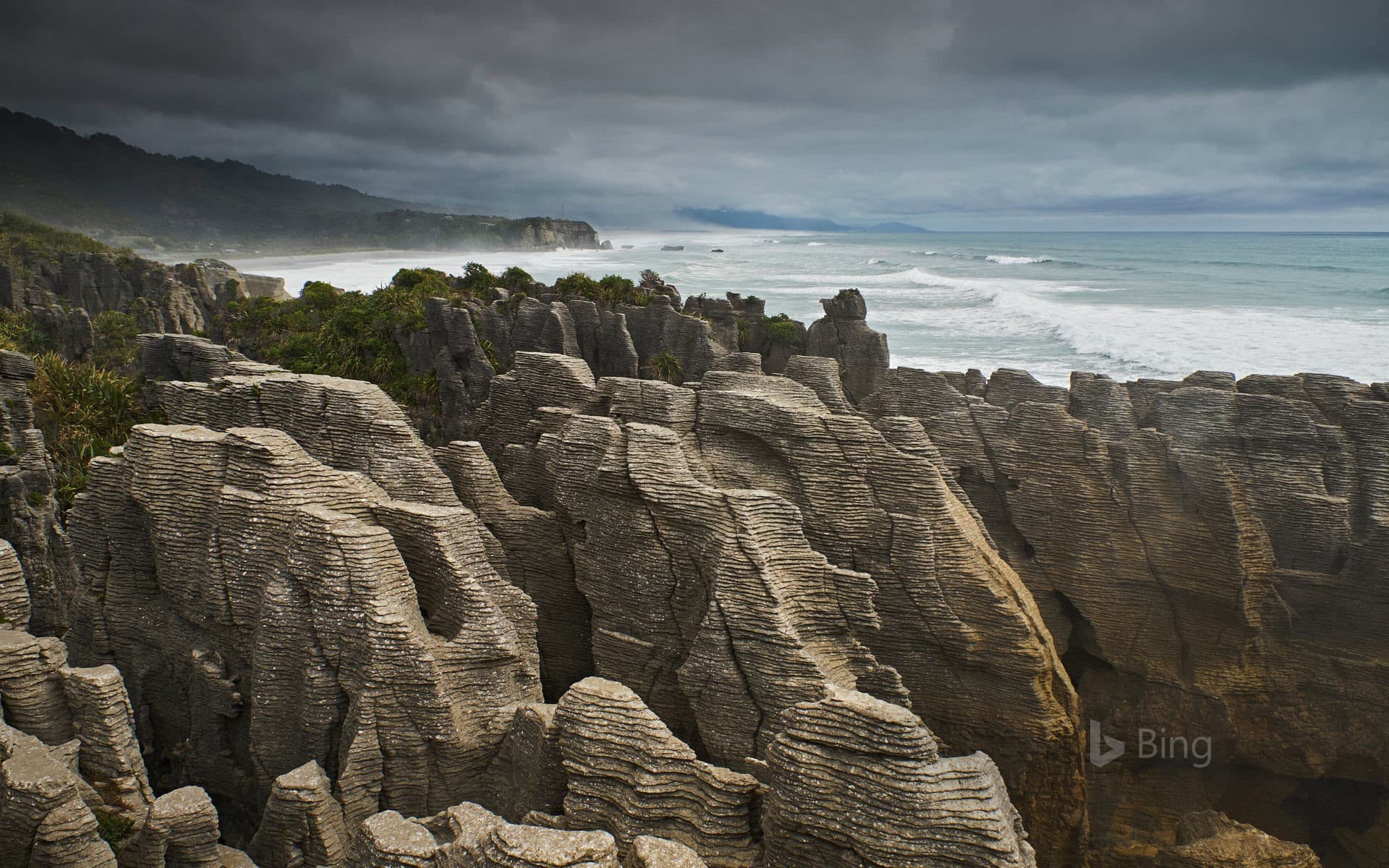 Bing Wallpaper: The Pancake Rocks on New Zealand’s South Island