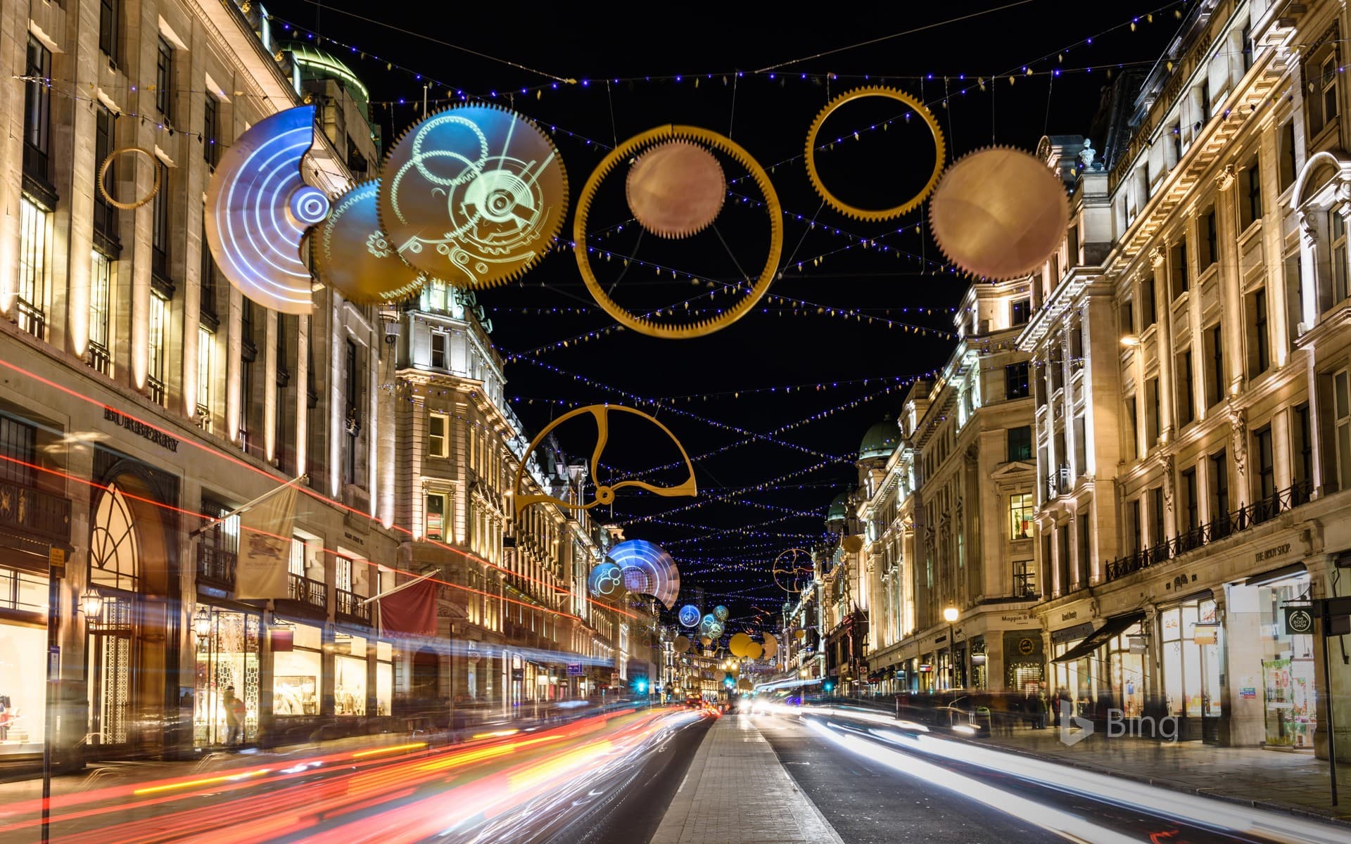 Bing Wallpaper: Christmas lights on Regent Street in London’s West End