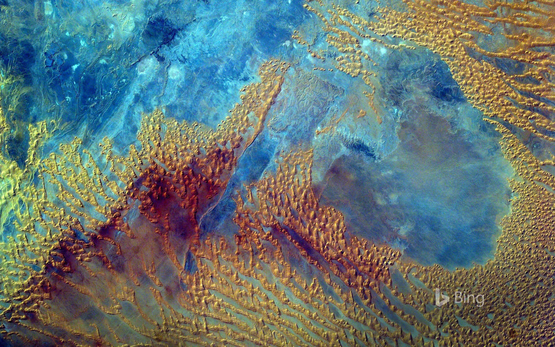Bing Wallpaper: Sahara Desert photographed from the International Space Station by the Sally Ride EarthKAM