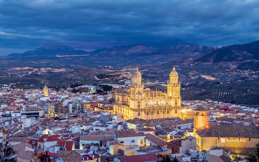 Jaén at dusk, Andalusia, Spain