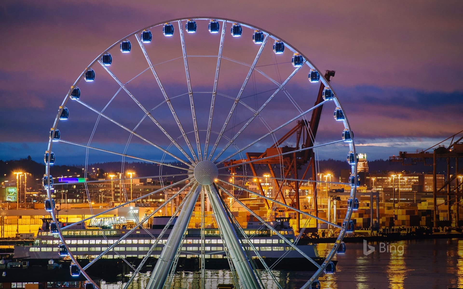 Bing Wallpaper: The Seattle Great Wheel in Seattle, Washington