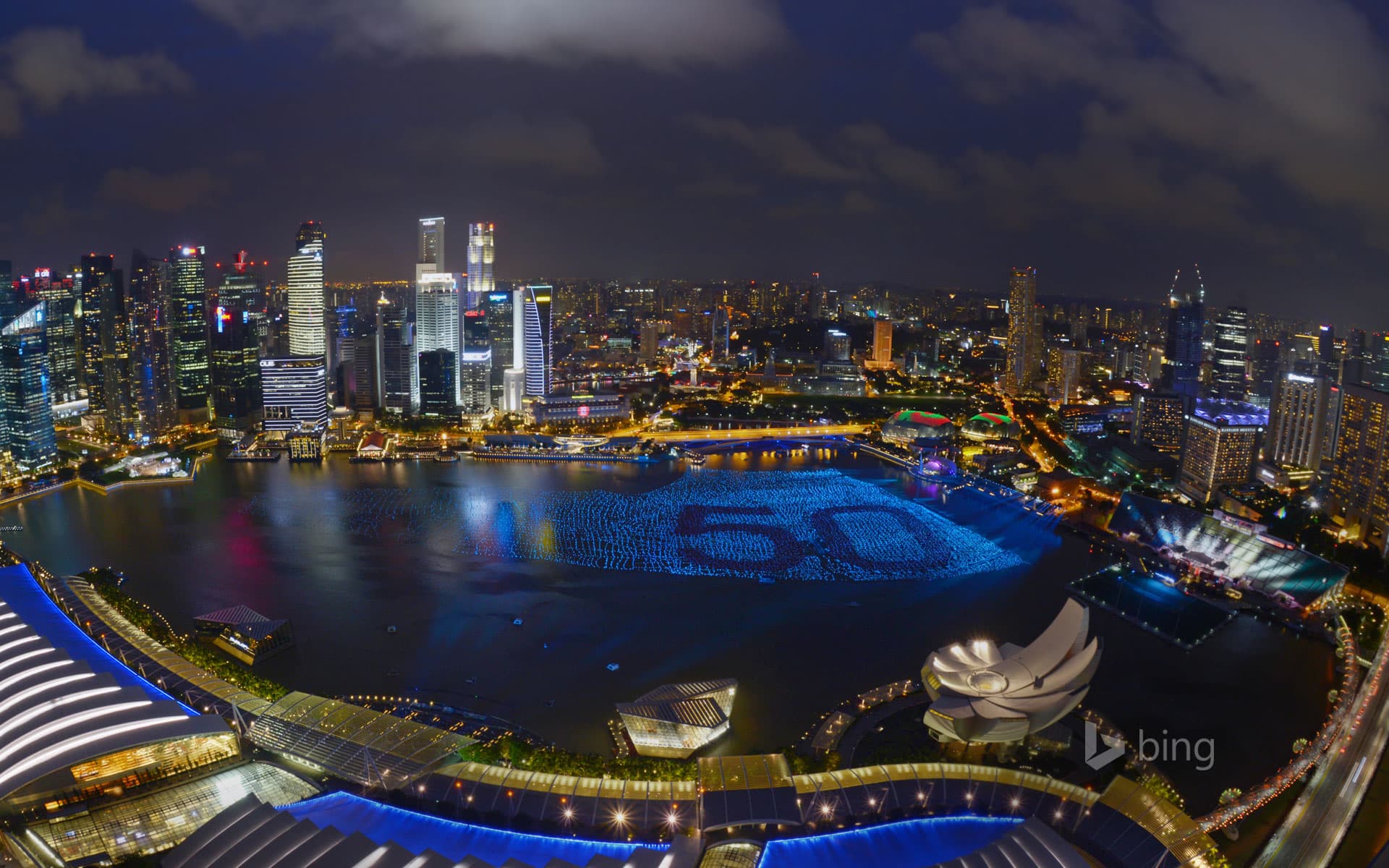 Bing Wallpaper: Marina Bay illuminated for Singapore's 50th National Day