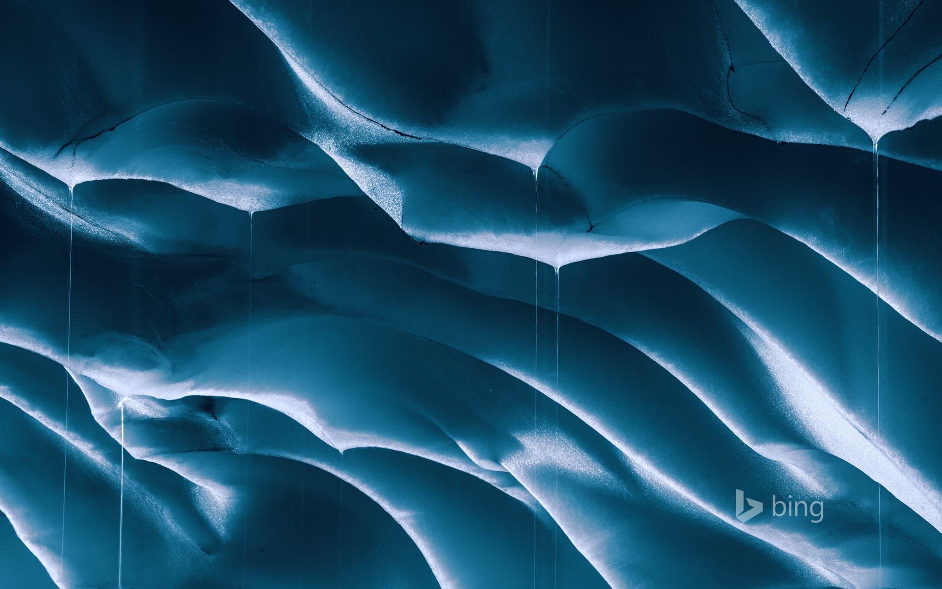 Bing Wallpaper: Melting ice walls of a glacial cave, Mount Rainier, Washington