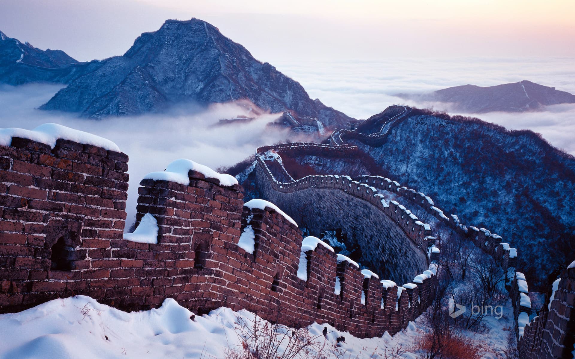 Bing Wallpaper: Snow on the Great Wall, Beijing, China
