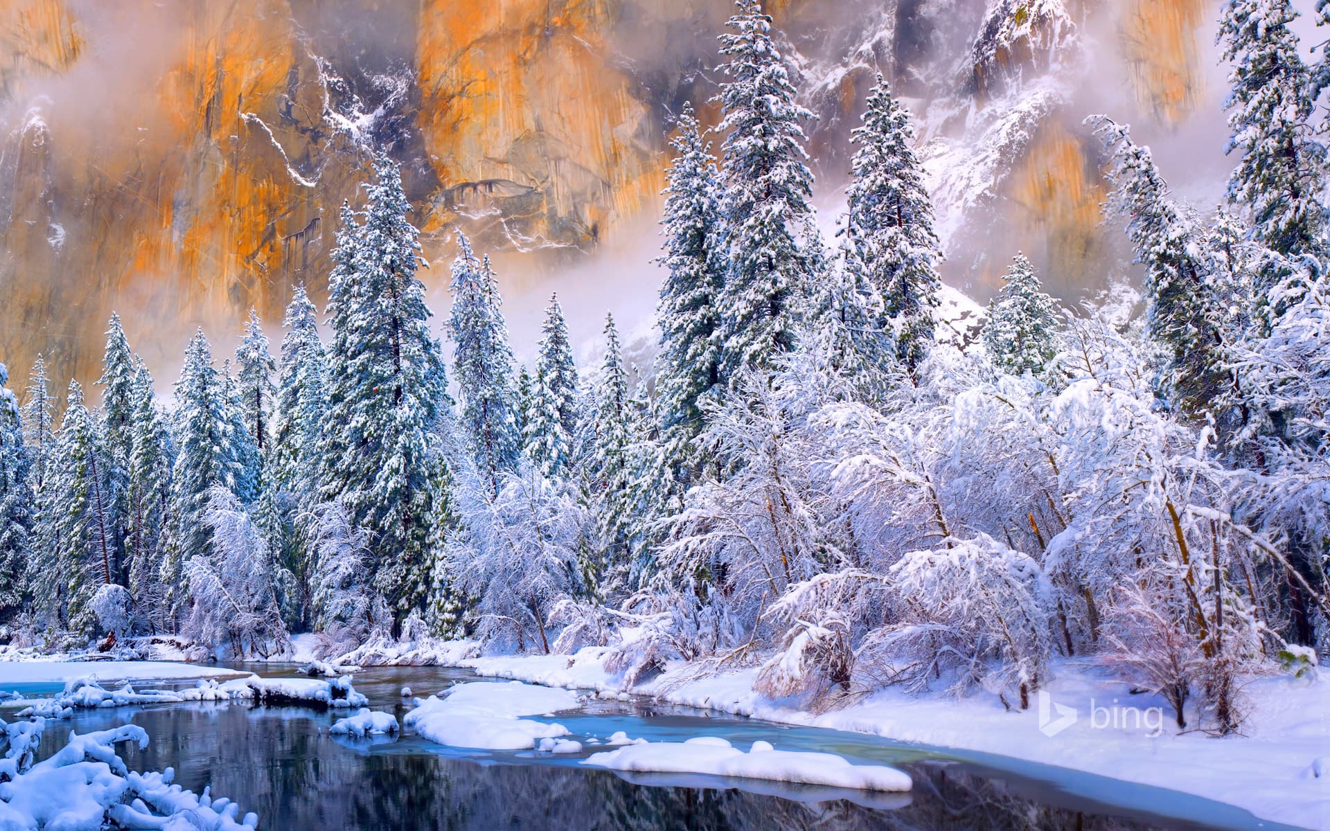 Bing Wallpaper: Yosemite National Park after a snow storm, California