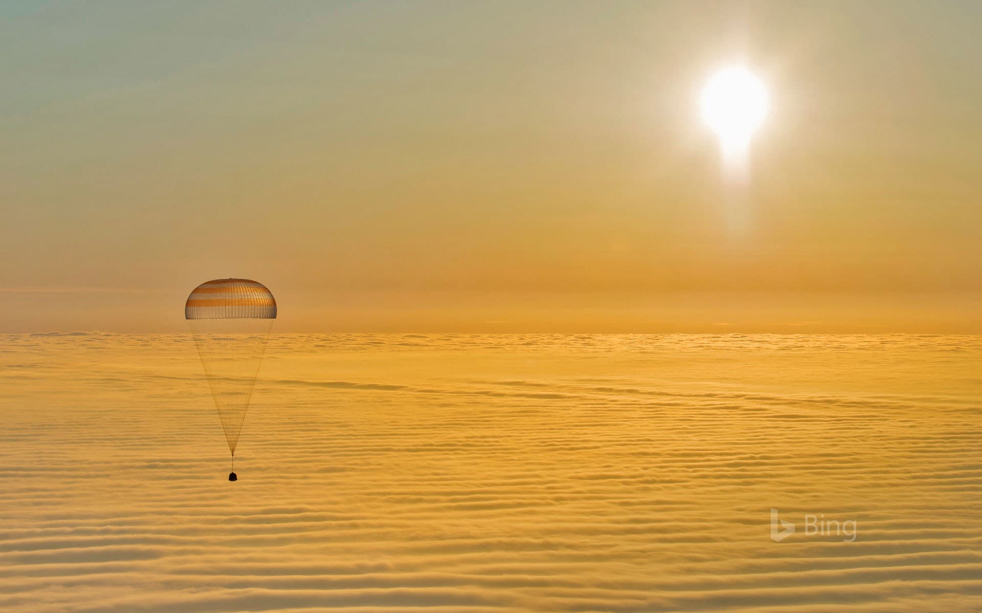 Bing Wallpaper: A Soyuz descent module returns to Earth