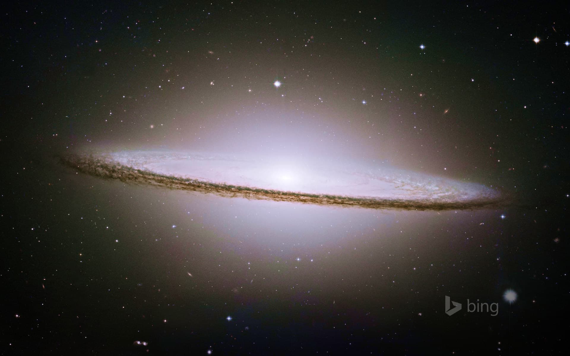 Bing Wallpaper: Sombrero Galaxy (Messier 104) as seen from NASA's Hubble Space Telescope