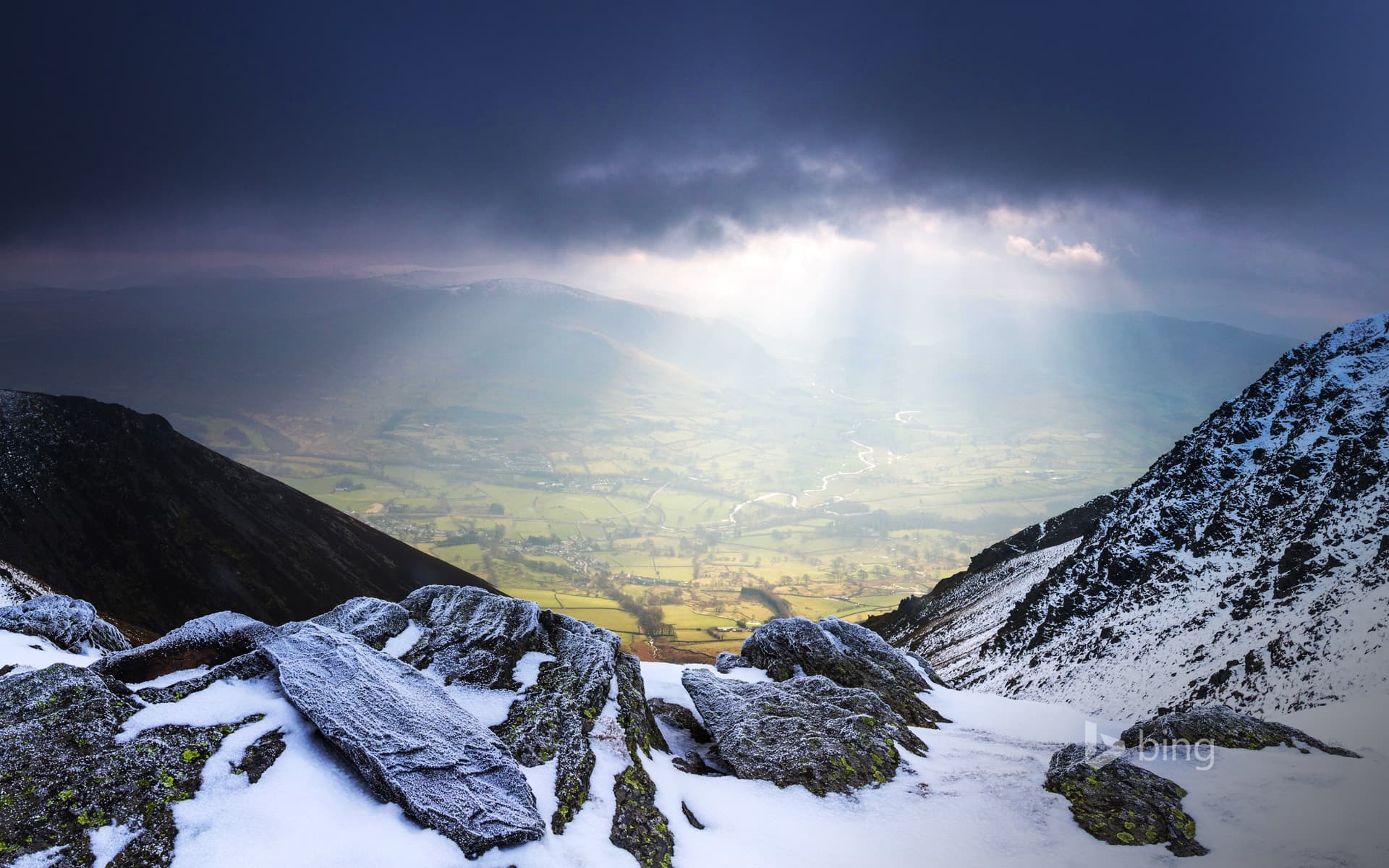Bing Wallpaper: Looking down to St John's in the Vale, Lake District