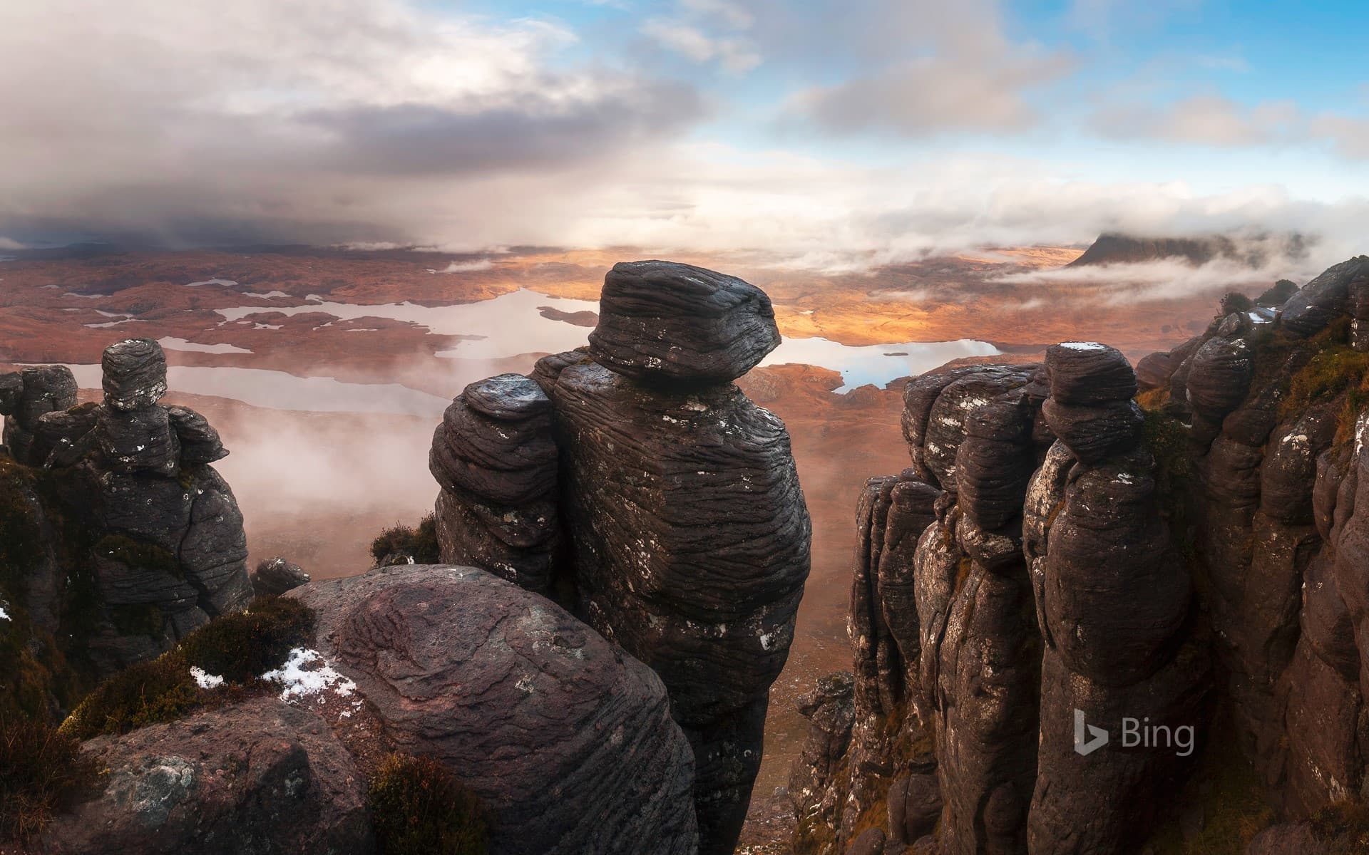 Bing Wallpaper: View from Stac Pollaidh over Inverpolly in the Northwest Highlands of Scotland