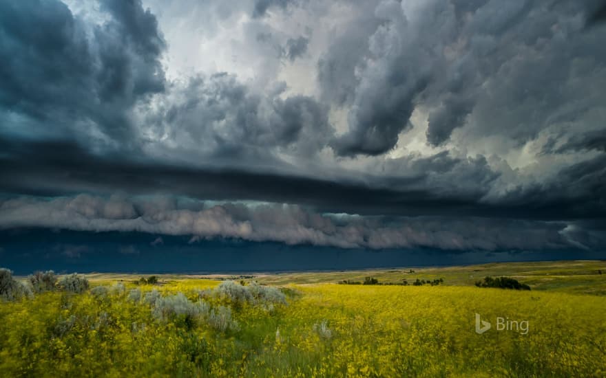 A thunderstorm rolls across Theodore Roosevelt National Park in North Dakota