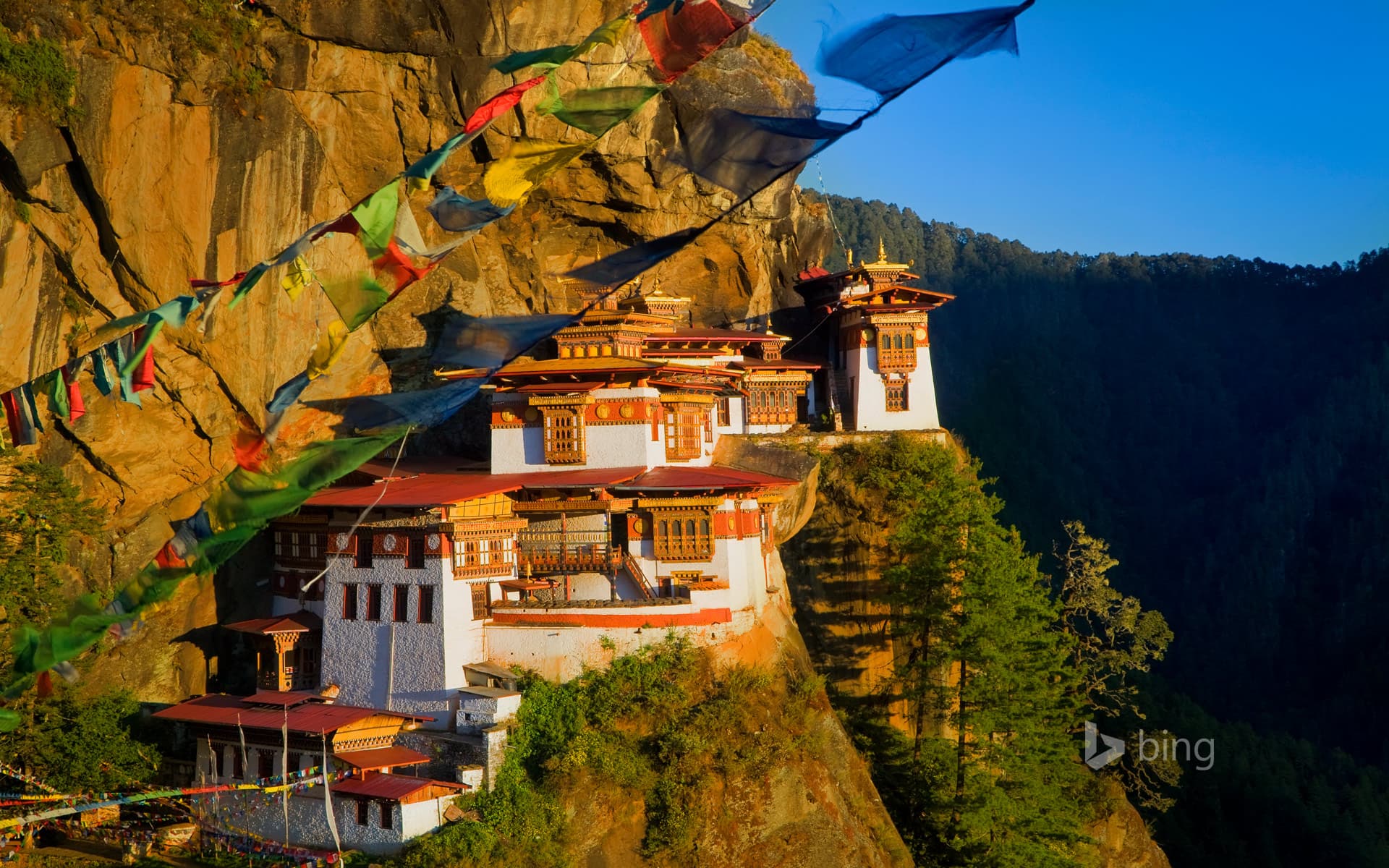 Bing Wallpaper: Paro Taktsang, a Buddhist monastery above the Paro Valley in Bhutan