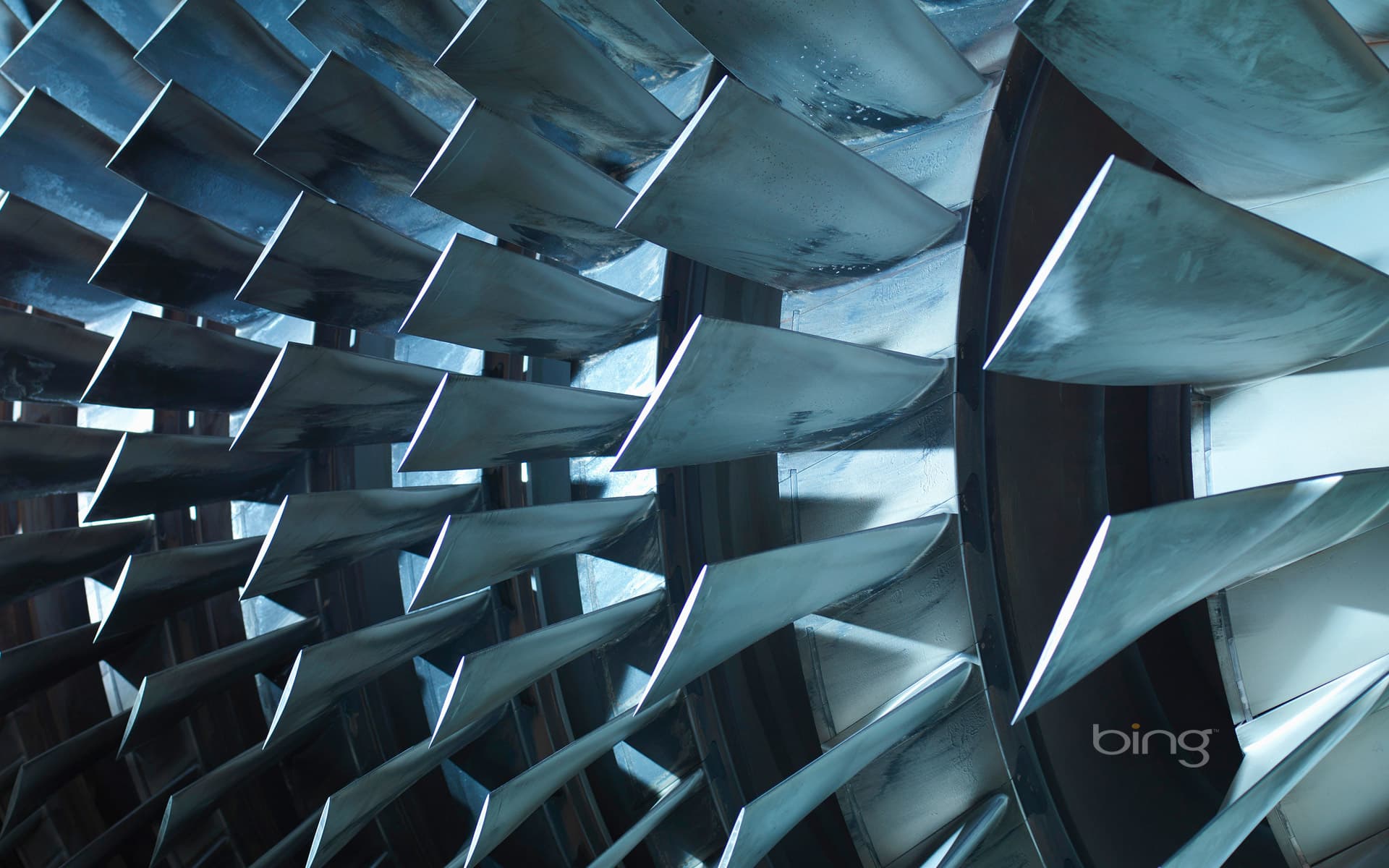 Bing Wallpaper: Detail of a steam turbine in an electricity-generating power plant