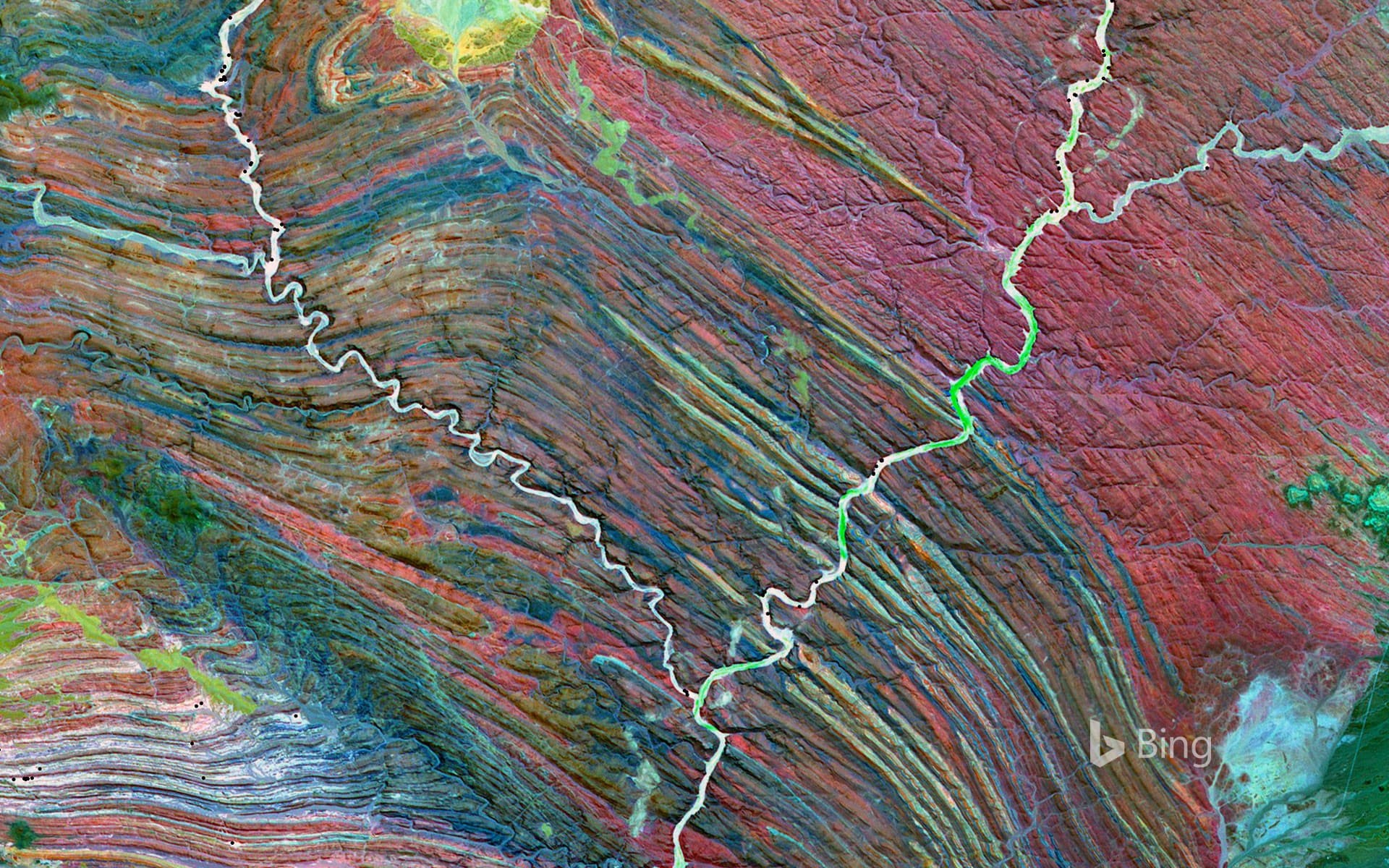 Bing Wallpaper: Composite satellite image of the Ugab River in Namibia
