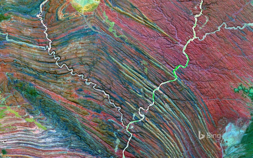 Composite satellite image of the Ugab River in Namibia