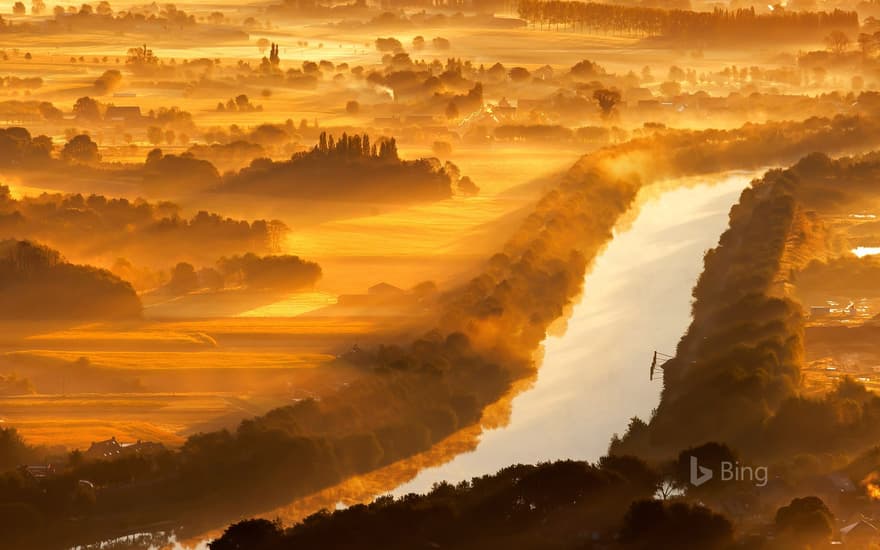 Yser River in West Flanders, Belgium