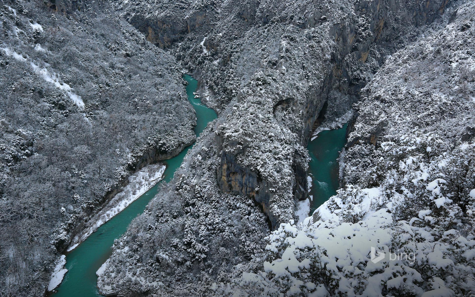 Bing Wallpaper: Verdon Natural Regional Park in winter, France