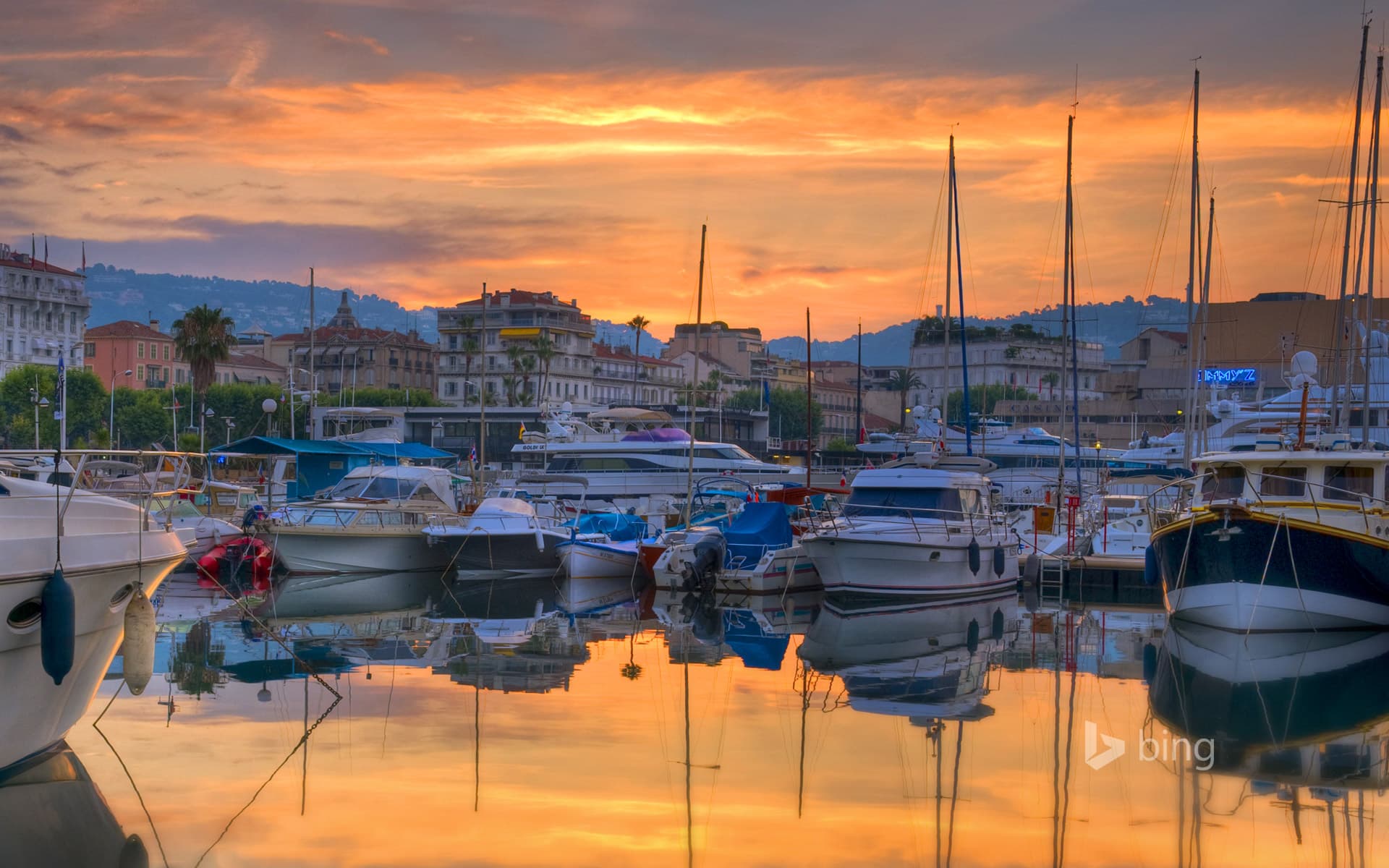 Bing Wallpaper: Boats moored in the Vieux-Port, Cannes, France