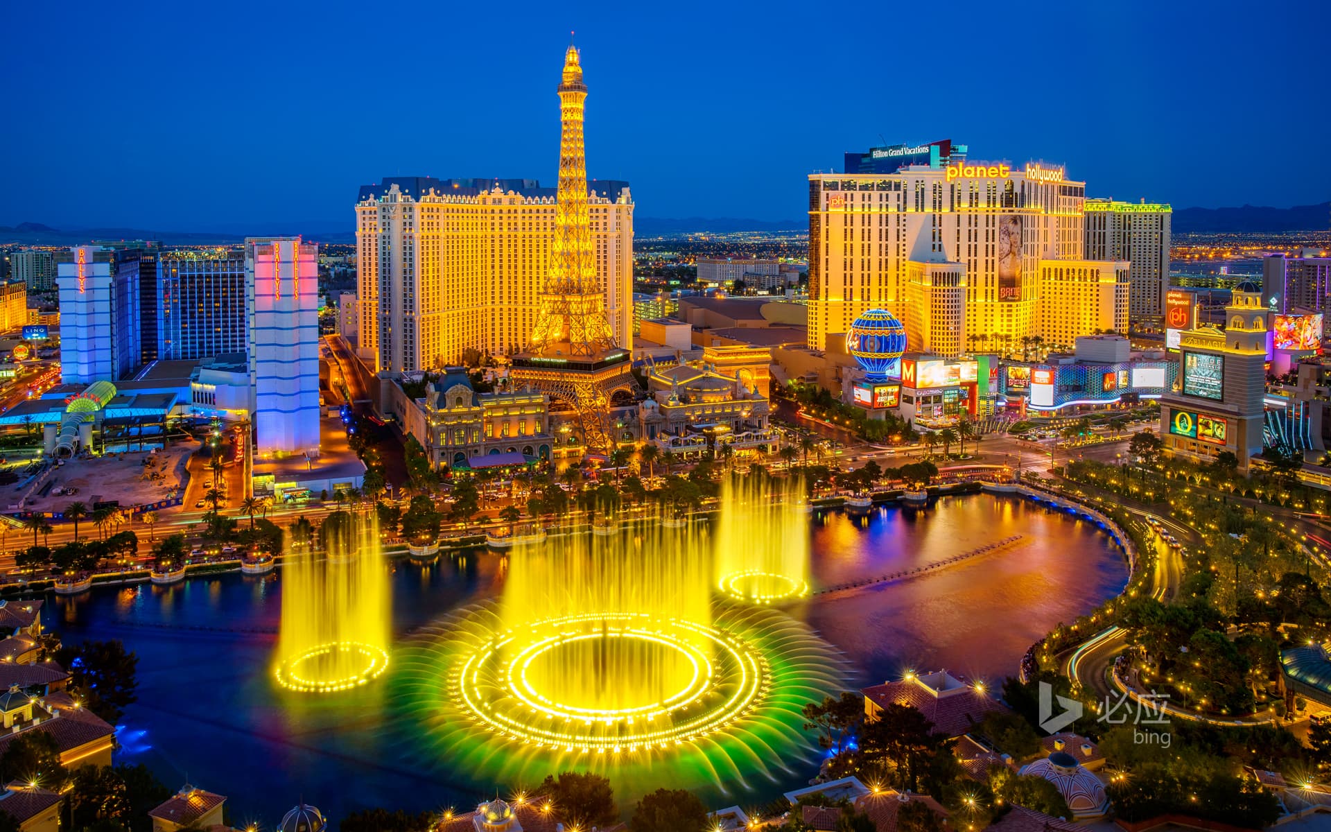 Bing Wallpaper: Las Vegas, USA, the entire Las Vegas Strip landscape belt