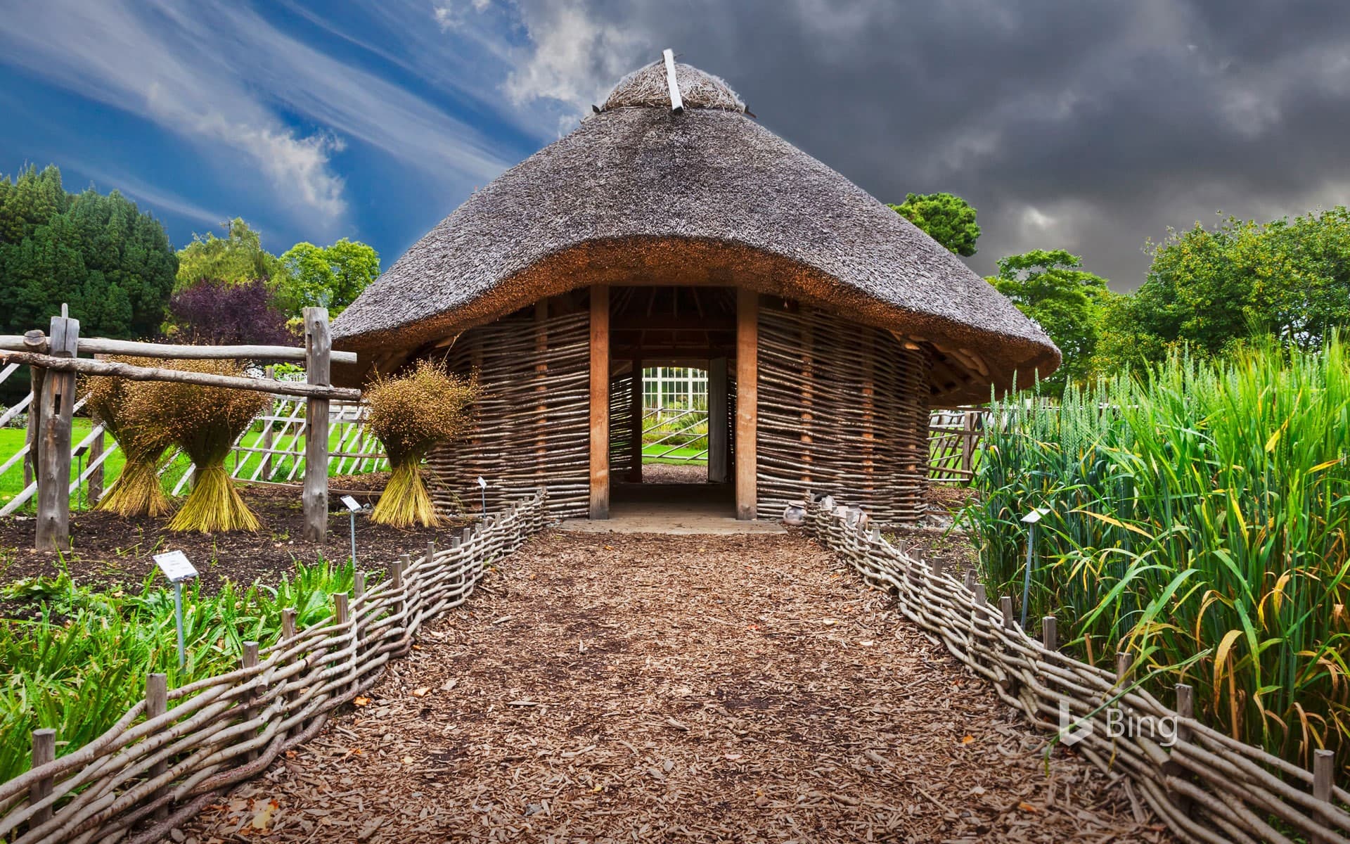 Bing Wallpaper: Replica of a Viking home in Dublin National Botanic Gardens, Ireland