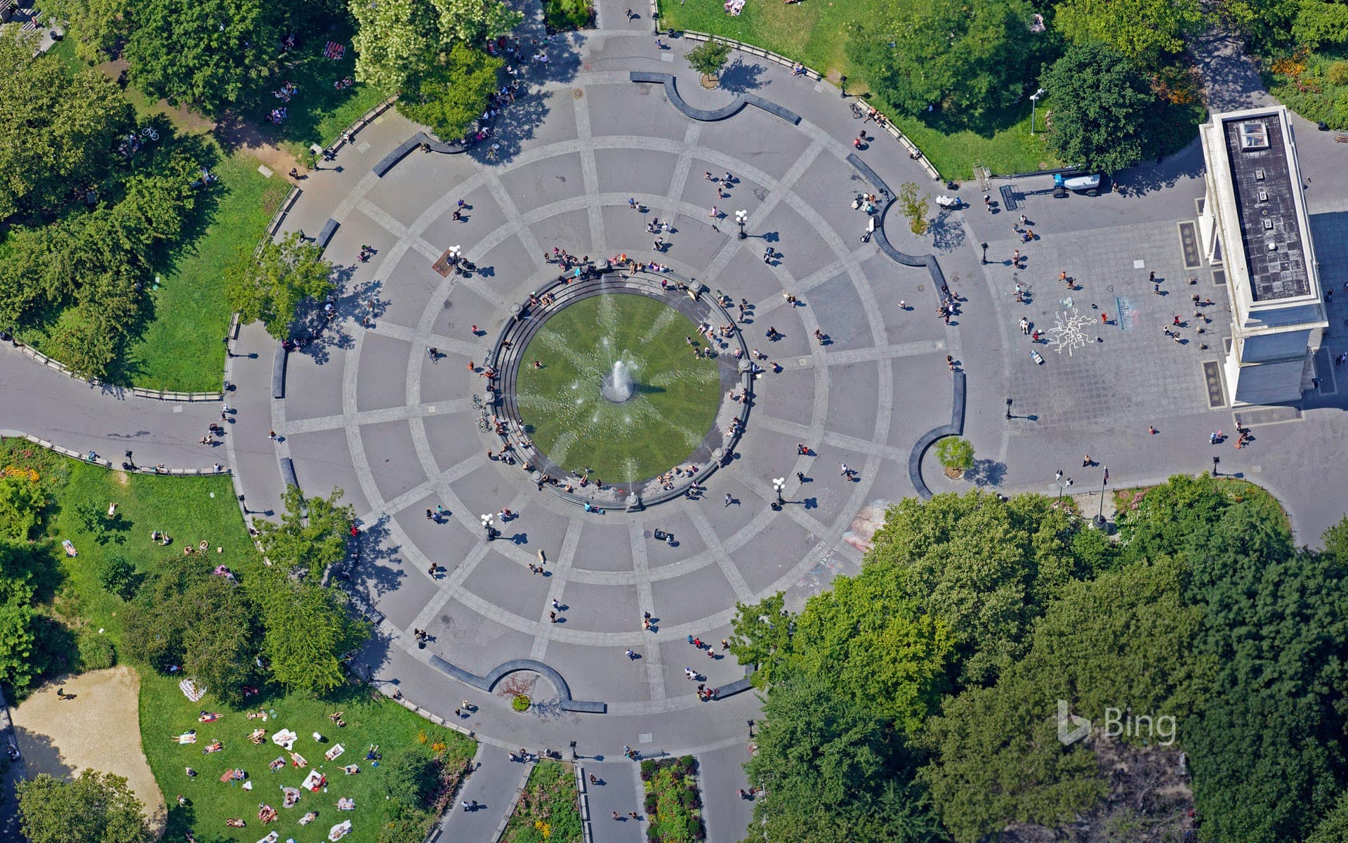 Bing Wallpaper: Aerial view of Washington Square Park, New York City, USA