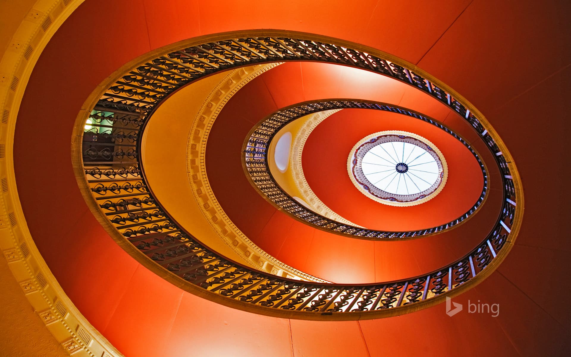 Bing Wallpaper: Interior view of a skylight in Willersley Castle, Cromford, Derbyshire