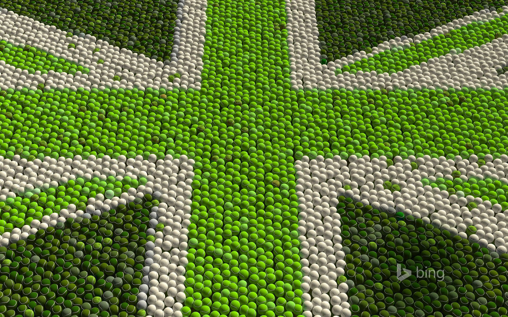 Bing Wallpaper: Great Britain Flag made up of green tennis balls