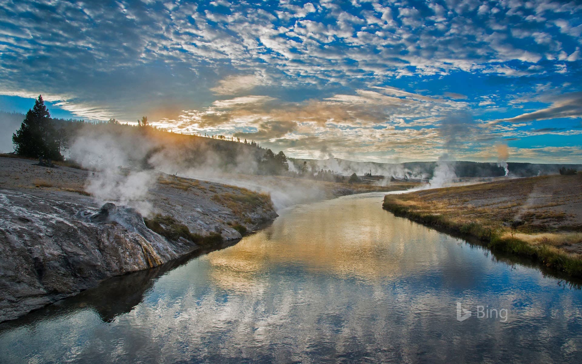 Bing Wallpaper: Firehole River in Yellowstone National Park, Wyoming, USA