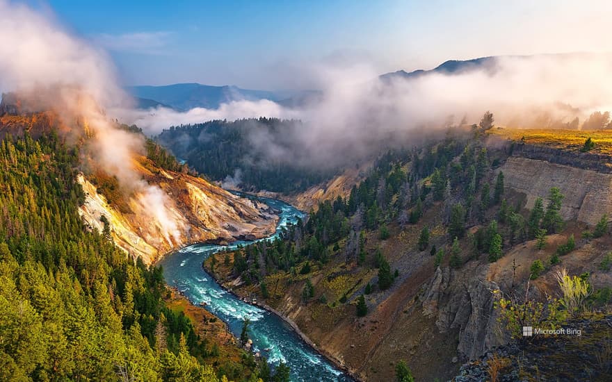 Calcite Springs Overlook and Yellowstone River, Yellowstone National Park, Wyoming, United States