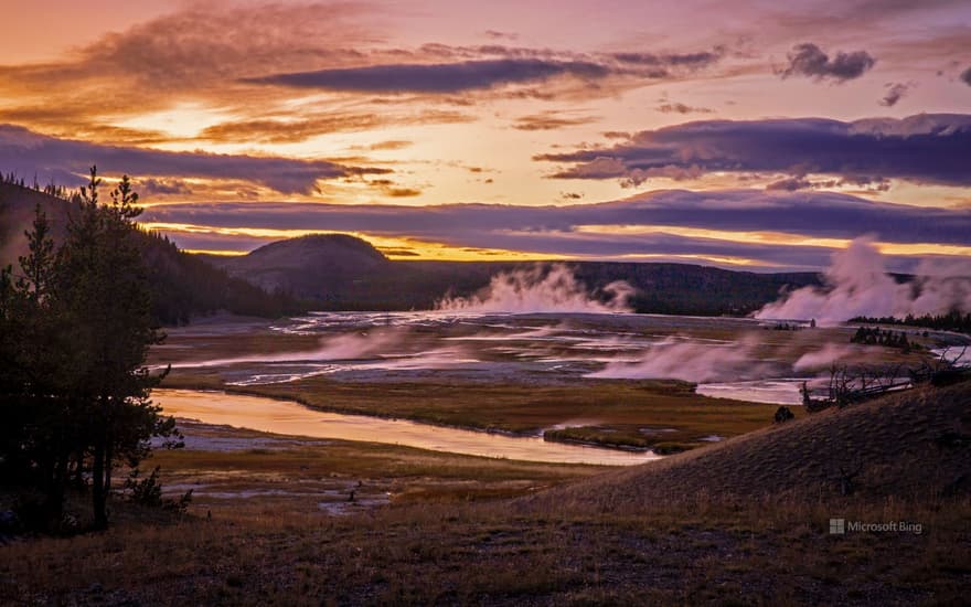 Upper Geyser Basin in Yellowstone National Park, Wyoming, USA