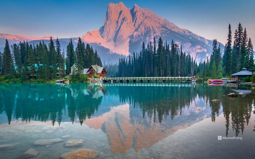 Mount Burgess and Emerald Lake in Yoho National Park, British Columbia, Canada