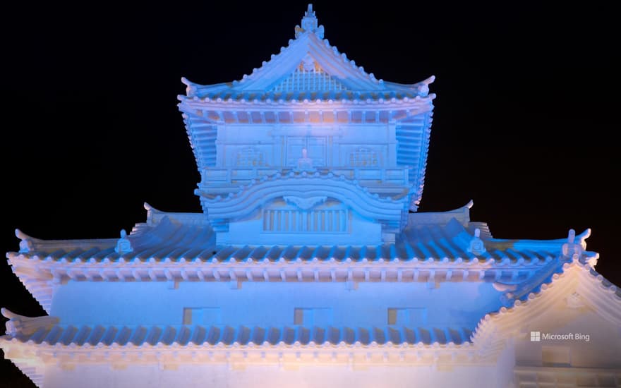 Large snow sculpture at Inuyama Castle, Sapporo, Hokkaido