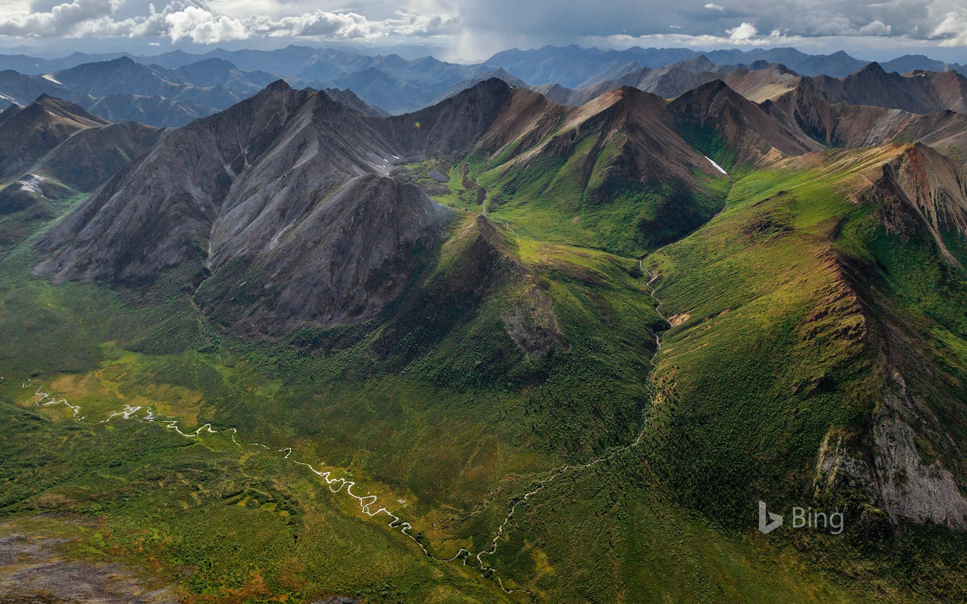 Bing Wallpaper: Rugged peaks and braided rivers in the Peel Watershed, Yukon, Canada