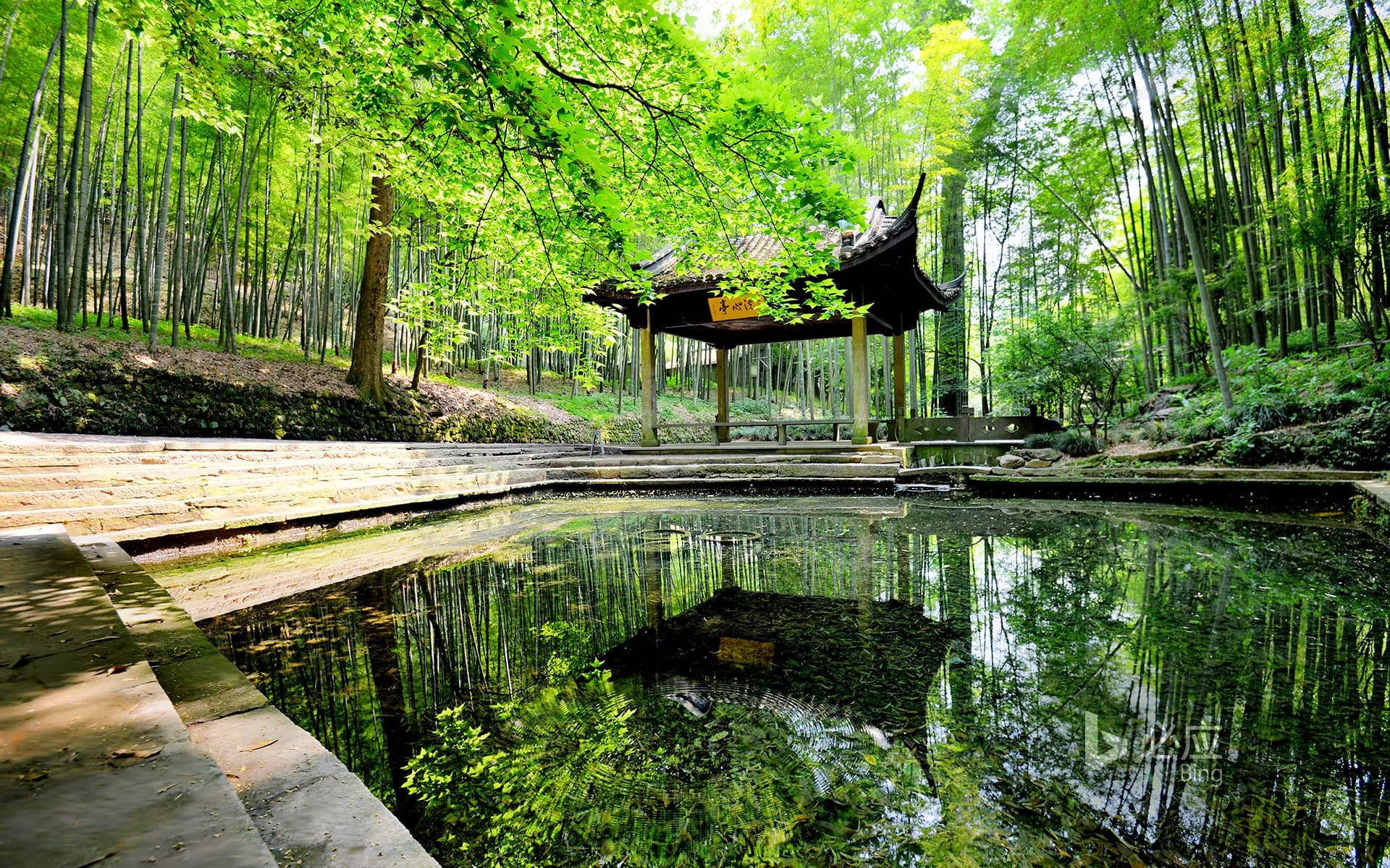 Bing Wallpaper: [Today's Qingming] Yunqi Gazebo