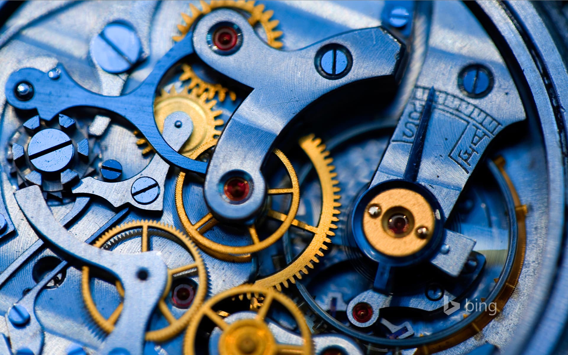 Bing Wallpaper: Gears and rubies inside an antique watch